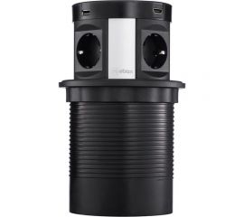 Блок розеток Mebax 107J 4 секции, серебро+черный, полуавтоматический, d=120мм, 2 USB+2 HDMI 00-00001465 