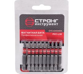 Набор магнитных бит (10 шт; РН1х50 мм; 1/4"") Strong СТП-93000050 