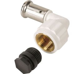 Угольник Henco 90 градусов вр c черной заглушкой bp04 1/2"", пвдф пресс (белый), 20x1/2"" 6PKW-2004 