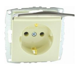 Механизм розетки MONO ELECTRIC L/D с заземлением с крышкой Кремовая 500-001721-118 
