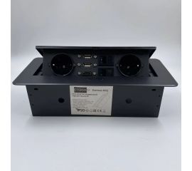 Выдвижная розетка Inrior выдвижной встраиваемый блок розеток, на 2 euro розетки, 2 rj45 и 2 usb-a+c, черный TORO-77-20 