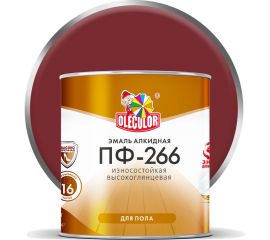 Эмаль для пола OLECOLOR ПФ-266 красно-коричневый, 1.9 кг 4300000273 