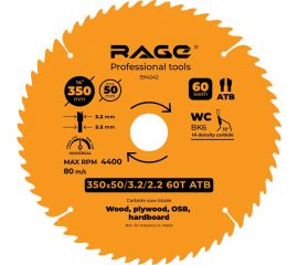 Диск пильный Universal 350 мм (14”), Z60, посадка 50+30 мм rage by VIRA 594242 