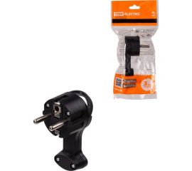 вилка круглая плоская с кольцом черная 16а 250в TDM SQ1806-0196 