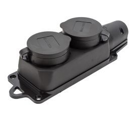 Двухместный розеточный блок АБК-СИЛА с крышками каучук 16А 220В IP- 44 2903031 