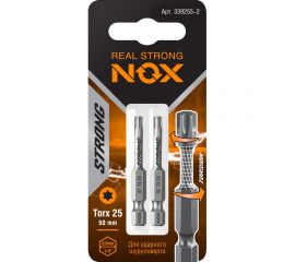 Бита торсионная STRONG (2 шт; TX25х50 мм; карта; E6.3) NOX 339255-2 