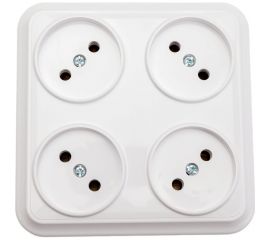 Розетка Bylectrica 4-местная ОУ, квадратная, серия ВАРИАНТ, белый, РА16-0191 