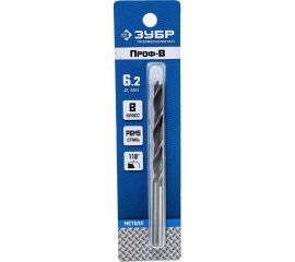 Сверло по металлу ЗУБР Профессионал сталь Р6М5, 6.5х101 мм 29621-6.5 