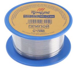 Припой ПОС 63 (1 мм; 50 г; катушка) ТУНДРА 2296224 