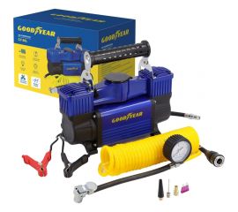 Воздушный двухпоршневой компрессор Goodyear GY-80L 80 л/мин., питание от АКБ, съемный витой шланг, сумка для хранения GY000118 