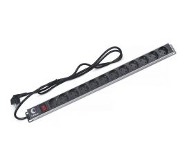 Блок евророзеток Cabeus для шкафов, 12 розеток, 16 A, выключатель, шнур 2м PDU-12P-2EU 