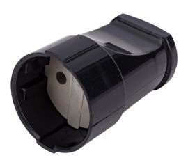 Кабельная разборная прямая розетка АБК-СИЛА без заземляющего контакта 10А 220В черная 2902002 