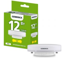 Светодиодная лампа GENERICA T80 таблетка 12Вт 230В 3000К GX53 LL-T80-12-230-30-GX53-G 