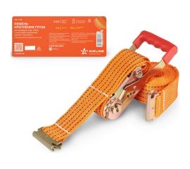 Ремень крепления груза Airline для ЕВРОФУРЫ 3,6 м, 2,5/5 т, ширина 50 мм, с рельсовым креплением (крючки ""ласточка"") AS-T-17E 