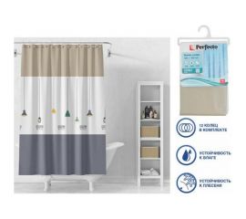 Штора для ванной комнаты PERFECTO LINEA Secret 180x180, с кольцами, лампы 36-118101 