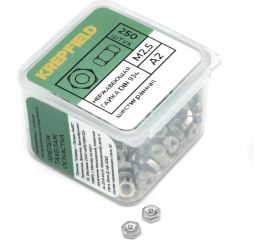 Гайка KREPFIELD нержавеющая, М2,5, DIN 934, А2, шестигранная, 250 шт. 934А2ГАЙКАМ2,5-250 