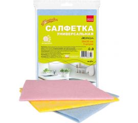Сухая салфетка из вискозы Золушка Эконом 30х30 см, 3 шт. 4918 