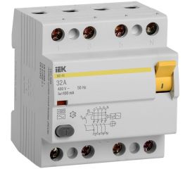 Дифференциальный выключатель IEK, УЗО, 4п, 32А, 100мА, ВД1-63, АС, ИЭК, MDV10-4-032-100 