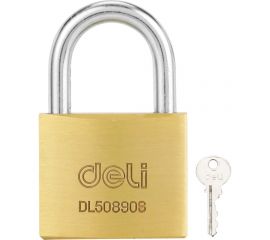 Навесной латунный замок DELI 50 мм dl508906 (автомат, 3 ключа, закаленная дужка) 119320 