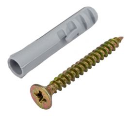 Набор для крепления ВИРТУОЗ дюбель 8х40, шуруп 5х45 потайная головка, желтый цинк, 18 шт. 00248 