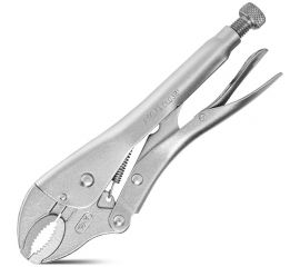 Зажимные клещи DELI dl0381 с изогнутыми губками, 200мм, рабочий ход 55мм, регулировочный винт 110709 