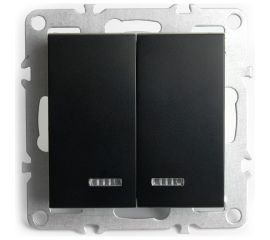 2-клавишный выключатель STEKKER с индикатором (механизм), серия Эрна, PSW10-9 49147 