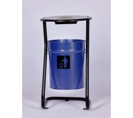 Урна уличная ПРОФМЕТСТИЛЬ металлическая, синий металлик, с пепельницей, с креплением в асфальт 655 