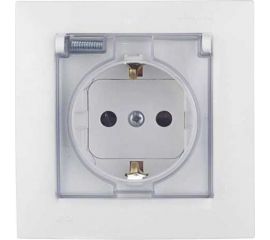Розетка с заземлением, шторками и крышкой IP-44 Simon 1590450-030 