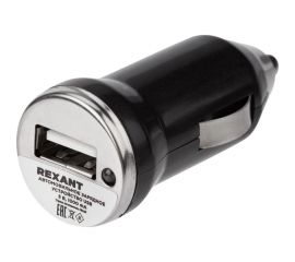 Зарядное устройство в прикуриватель REXANT usb, 5 В, 1000 мА, черное 16-0280 