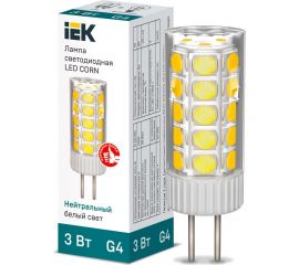 Светодиодная лампа IEK corn капсула 3вт 12в 4000к керамика g4 LLE-CORN-3-012-40-G4 
