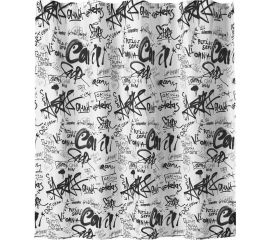 Занавеска для ванной комнаты Moroshka Graffity тканевая. 180x180 см., цвет белый и черный 916-301-01 