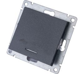 Одноклавишный выключатель UNIVersal с подсветкой серия афина, с/у, 10а, 220в, графит еврослот A0121-Gr 