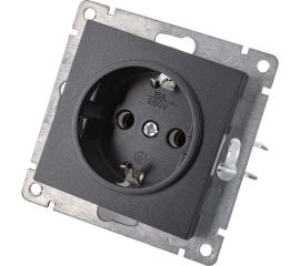 Одноместная розетка UNIVersal серия афина с/з, с/у, 16а, 220в, графит еврослот A0028-Gr 