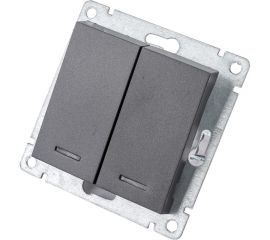 Двухклавишный выключатель UNIVersal с подсветкой серия афина, с/у, 10а, 220в, графит еврослот A0123-Gr 