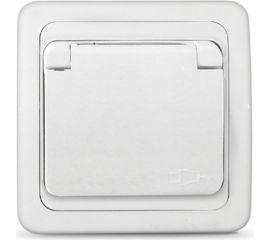 Одноместная розетка UNIVersal с крышкой серия Валери с заземлением, скрытой установки, 16А, 220В, белая еврослот В0029 