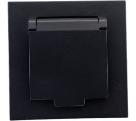 Одноместная розетка с крышкой UNIVersal серия афина с/з, с/у, 16а, 220в, графит еврослот A0029-Gr 