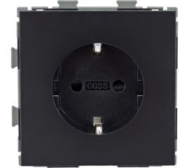 Электрическая розетка с заземлением CGSS 16А черная Практика PL-W160A-BCM 