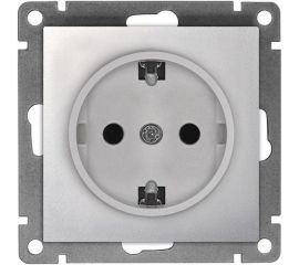Одноместная розетка UNIVersal серия афина с/з, с/у, 16а, 220в, серебро еврослот A0028-S 