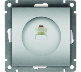 Компьютерная одноместная розетка UNIVersal серия афина, с/у, 1а, rj45, серебро еврослот A0051-S 