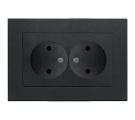 Двухместная розетка UNIVersal серия афина, без заземления, скрытой установки, 16а, 220в, графит, еврослот A0102-Gr 