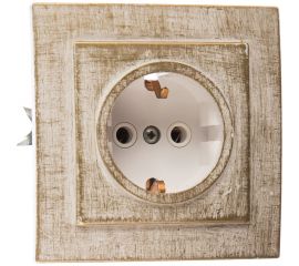 Розетка duwi с/п с з/к 1-местная серия Palazzo Vintage, белое золото 26578 8 