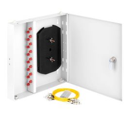 Настенный оптический кросс NIKOMAX укомплектованный на 16 портов FC/UPC, SM 9/125 OS2, NMF-WP16FCUS2-IP-ES-GY 