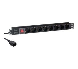 Блок розеток ExeGate ServerPro PDU-19H806 Al-8S-C14-3CU-SW 19 1U алюминий 8Schuko кабель с C14 3м 280845 