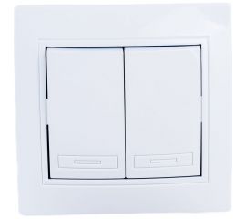 Двойной выключатель Intro 1Э10401 10А, 250В, СУ, б.л., Plano, белый Б0038825 