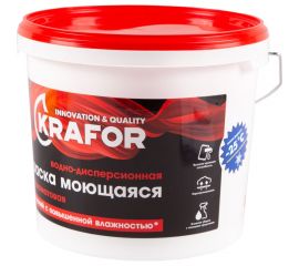 Интерьерная краска Krafor водно-дисперсная моющаяся глубокоматовая 6.5 кг 26954 