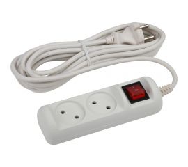 Удлинитель ЭРА U-2s-3m-2x1 без заземления, с выключателем, 2 гнезда, 3 метра, ПВС, 2х1мм2, 10А, 20/720 Б0044047 