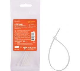 Кабельные стяжки Airline хомуты 2,5 х 100 мм, пластиковые, белые, 10 шт. ACT-N-01 