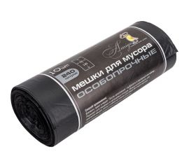 Мешки для мусора черные (10 шт; 240 л; 40 мкм; ПСД; 85x130 см) ООО Комус 839695 