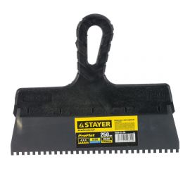 Нержавеющий зубчатый шпатель STAYER 250мм, зуб 4х4мм 1009-25-04 