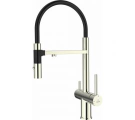 Cмеситель для кухонной мойки ROSE гибкий излив, магнит вставка, под фильтр, сатин R958L 